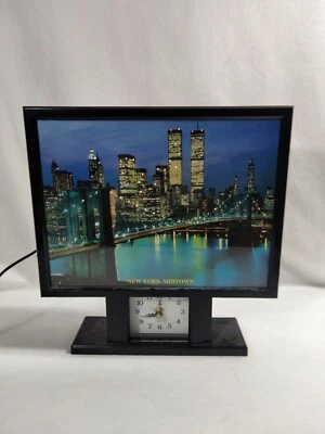 Reloj de luz con imagen de fibra Golden Gate Bridge Midtown Twin Towers de la ciudad de Nueva York Foto 1 de 4