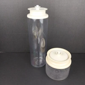 Botes de almendra vintage Tupperware con sello de botón pulsador - 1486-4 y 1479-1 - Imagen 1 de 5
