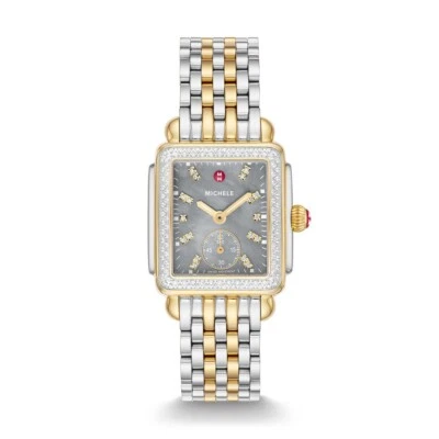 Michele Deco Mid Diamond Gold Two-Tone Gray MOP Diamond Dial Watch MWW06V000132 - Image 1 of 4