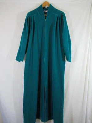 Винтажный женский велюровый халат на молнии 80-е 90-е Vanity Fair с большими зелеными карманами - Изображение 1 из 4