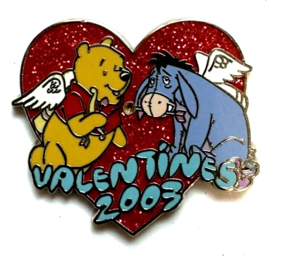 2003 - EEYORE WINNIE The POOH Disney PIN BRILLANTE - CUPIDOS DE SAN VALENTÍN Disneyland Foto 1 de 2