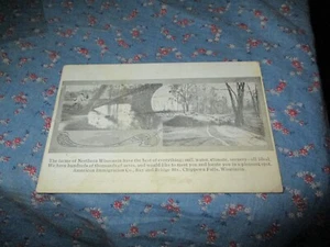 Postcard 1908 Chippewa Falls Wis American Immigration Co Bay & Bridge Chippewa F - Picture 1 of 2