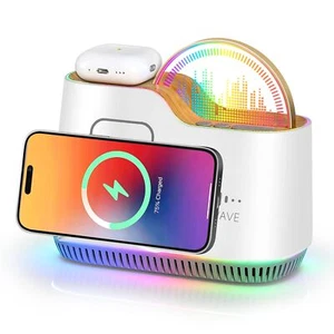 Cordless Rechargeable Table Night Light Bluetooth Speaker with Lights, 15W Wi... - Picture 1 of 8