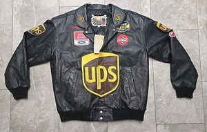 Vintage Deadstock Jeff Hamilton NASCAR Racing Lederjacke bestickt UPS Dale XL - Bild 1 von 7