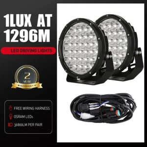 9inch LED Driving Spot Lights Black Round Offroad Truck SUV 4x4 ATV - Picture 1 of 10