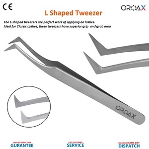 Pinzas para extensiones de pestañas en forma de L para pestañas postizas OROAX - Imagen 1 de 3