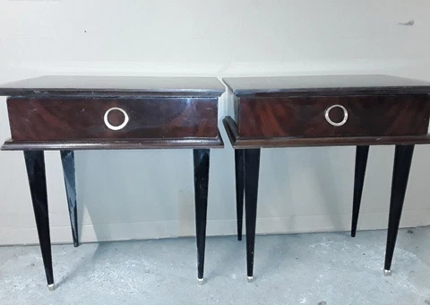 french modern midcentury 60s vintage 2 nightstands bedside tables retro wood Cover