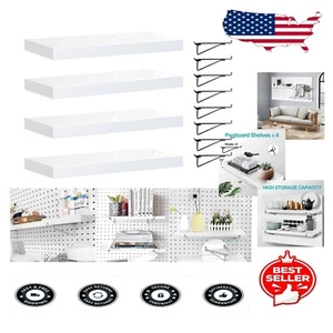 Elegant 4-Pack Pegboard Shelves with Heavy-Duty Brackets for Office & Garage - Picture 1 of 10
