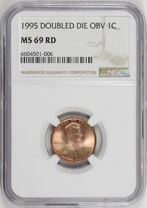 1995 DDO Lincoln Memorial Cent 1c NGC MS69 RD Doubled Die Obverse [BN006] - Picture 1 of 5