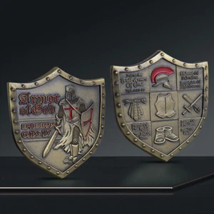 Scudo Fede Soldatini Cristo da Collezione Sfida Moneta Armatura di Dio EPH 6:13-17 - Foto 1 di 5