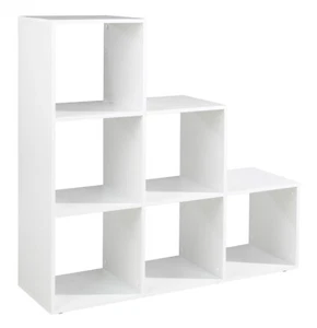 Regal Stufenregal Weiß, 6 Fächer, B 112 x H 114 cm - Bild 1 von 6