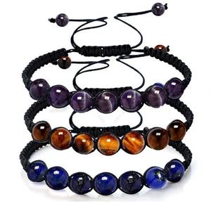 7 Chakra Healing Balance Beaded Bracelets Braided Stone Yoga Reiki Prayer Bangle - Picture 1 of 47