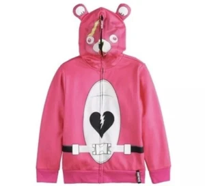NWT Cosplay Fortnite Girl’s Cuddle Team Zip Up Hoodie Size Medium Bright Pink - Picture 1 of 10