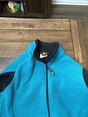 Vintage REI Men’s Turquoise Fleece Vest Outdoor Made In USA 90s Polartec Size L - Image 1 of 4