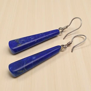 Natural Lapis Lazuli Teardrop Earrings - Genuine Gemstone - 925 Sterling Silver - Picture 1 of 6