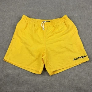 Vintage SURF STYLE Swim Trunks Men’s Medium Yellow Mesh Lined Retro Y2K Surfer - Picture 1 of 16