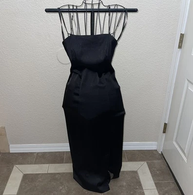 Vestido De Colección Y2K Byer Too Cuentas Largo Hada Hendidura Talla M Negro Correa Con Cuentas Cachicho Foto 1 de 4