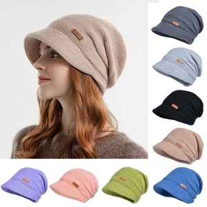 Soft Plush Knitted Hat Fleece Lined Ear Protection Casual Bonnet  Women Girl - Picture 1 of 22