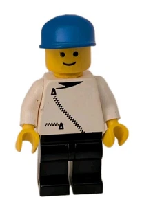 Lego City Classic Town Minifigura Coche de Carreras Conductor Cremallera Chaqueta Sombrero Pantalones Negros - Imagen 1 de 7