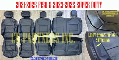 OEM FORD SUPER DUTY  LEATHER SEAT UPHOLSTERY LIGHT BROWN PIPING 2023 2024 2025 - Image 1 of 4