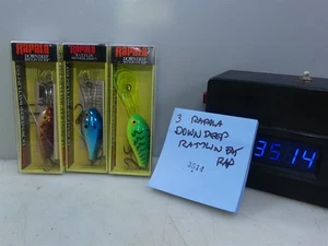 #3514 3 esche Rapala Down Deep Rattlin Fat Rap NUOVE - Foto 1 di 9