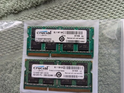 CRUCIAL 8GB DDR3 1600 SODIMM 1.35V  & 4GB DDR3 PC3 12800 SODIMM LAPTOP RAM - Image 1 of 2