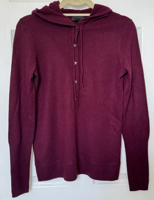 JCREW COLLECTION CASHMERE GETAWAY HOODIE SWEATER S BURGUNDY - Image 1 of 4