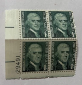 Thomas Jefferson 1 Cent Briefmarke grün selten Vintage Lot 4 unbenutzt #29491 - Bild 1 von 1