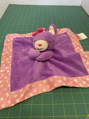 Fisher Price 婴儿 兔子 Lovey Lovie 毛绒 兔子 紫色 粉色 星星 缎面 12 — 第 1/4 张图片