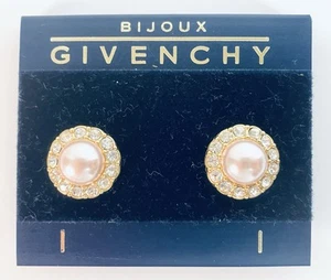 BIJOUX GIVENCHY Vintage Faux Pearl Clip Earrings ~ Brand New! - Picture 1 of 6