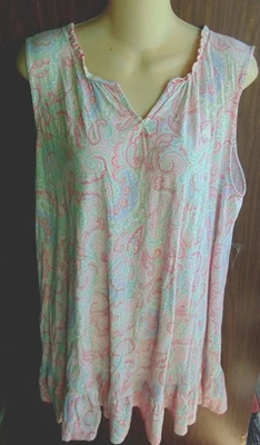 Ralph Lauren Nightgown Womens Pink White Paisley Ruffle Sleeveless sz Lg Pretty - Image 1 of 4