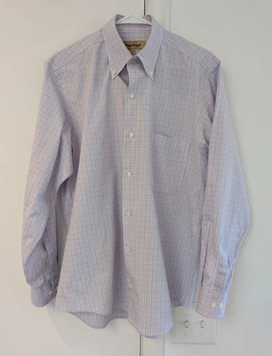 Paul Stuart Button-Down Shirt Lavender / Purple Check Men's M Made in Italy - Image 1 of 4