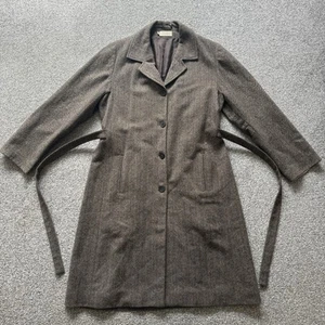 TOAST Brown Herringbone Long Coat 100% Wool Button Up Belt Women’s UK 14 - Bild 1 von 22