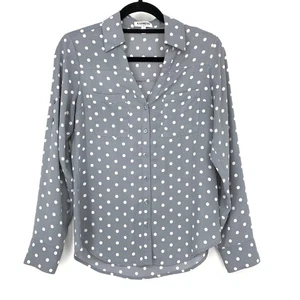 Express The Portofino Shirt Damen Gr. XS grau weiß gepunktet Knopfleiste NEU - Bild 1 von 6