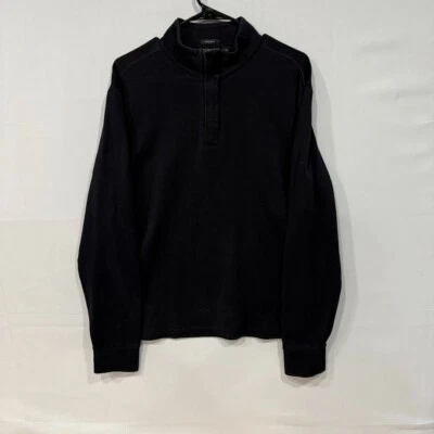 Hugo Boss 1/4 Zip Pullover Men’s L Black Cotton Blend Casual Sweater - Image 1 of 4