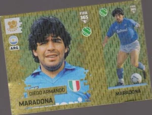 Diego Armando MARADONA Panini FIFA 365 2019 463a-b sticker gold Naples LEGENDS - Picture 1 of 2