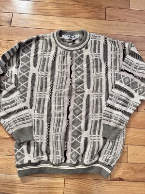 Suéter 3D tejido algodón grande vintage Lavane para hombre verde oliva único usado en excelente estado Foto 1 de 4