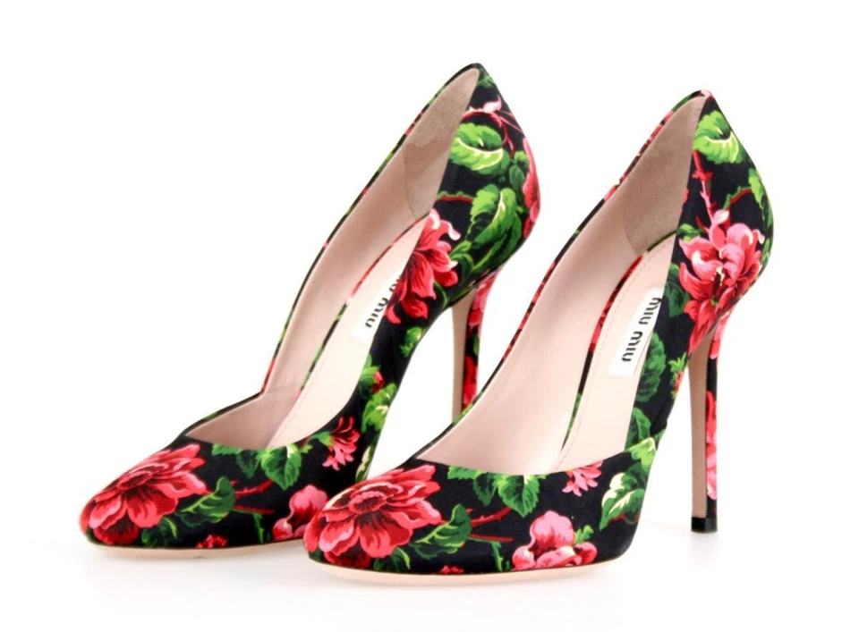 LUXURY MIU MIU BY PRADA PUMPS SHOES 5I9052 FLORAL US 9 EU 39 39 5 UK 6