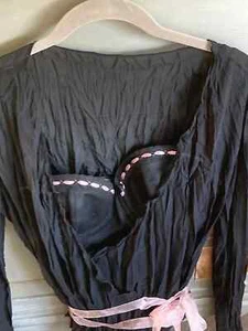 SISLEY Size M UK 10 12 bustier corset top straps & strapless wrap top black pink - Picture 1 of 12