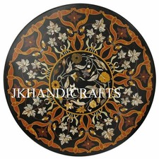 48" Round Marble Coffee Table Top Beautiful Design Semi precious Inlay work 