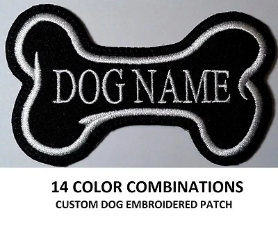 **LOVE IT OR ITS FREE** ONE CUSTOM DOG NAME EMBROIDERED TAG, IRON ON, FREE SHIP - Image 1 of 4