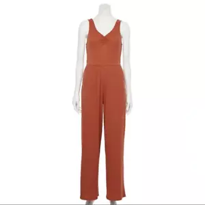 NWT Live To Be Spoiled Ribbed Knit Jumpsuit Rust Juniors Size L - Picture 1 of 2