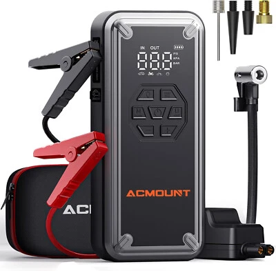 ACMOUNT Portable Car Jump Starter With Air Compressor, 3000A 150PSI Jump Starter Battery