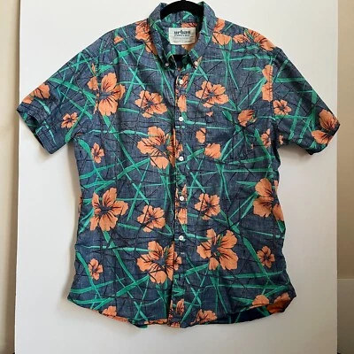 Urban Pipeline Shirt Men's XL Short Sleeve Button Down Blue Orange Floral XXL - Image 1 of 4