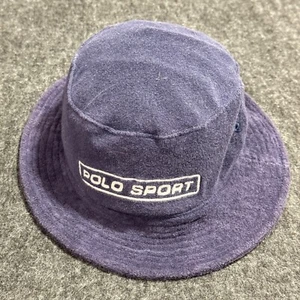 Cappello a secchio Polo Sport Ralph Lauren blu cotone logo ricamato taglia M - Foto 1 di 7