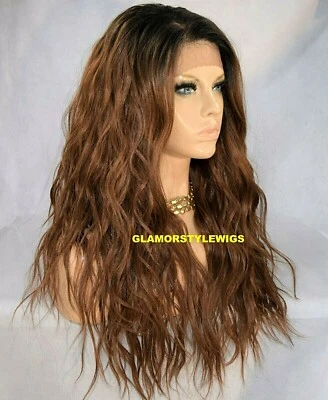 PELUCA DELANTERA 360 PIEZAS GRATIS CABELLO HUMANO MEZCLA ENCAJE LARGO OMBRE NEGRO MARRÓN CASTAÑO ROJIZO MEZCLA Foto 1 de 4