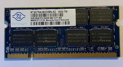 Nanya PC2-6400 (DDR2-800) 2 GB SO-DIMM 800 MHz PC2-6400 DDR2 Memory... - Image 1 of 2