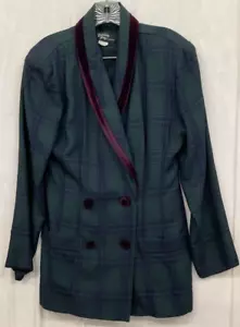 DAWN JOY FASHIONS - 2 PC DARK GREEN W/VELVET ON COLLAR/BUTTONS & SKIRT, SIZE 8 - Picture 1 of 5