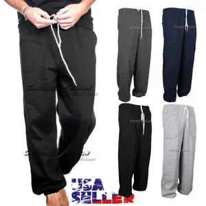 Mens Sweatpants Fleece Jogger Pants Workout Gym Casual Plain Lounge Bottom Women - Picture 1 of 8