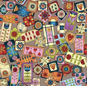Geometric Seamless Patchwork Cotton Quilting Sewing Fabric - Picture 1 of 2